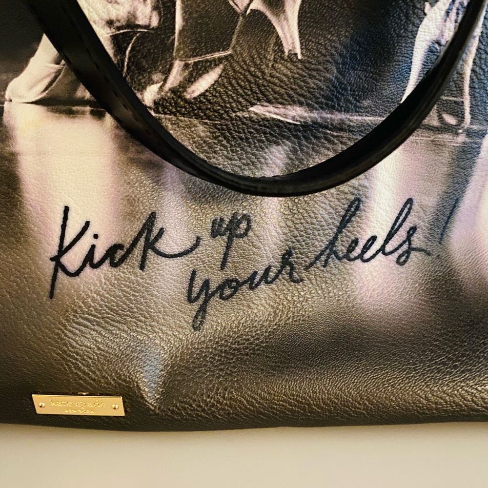 Kate Spade Kick Up Your Heels-Black Leather Tote Bag